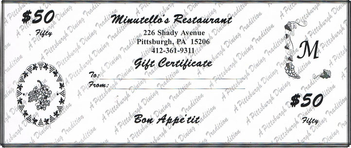 Minutellos Gift Certificate